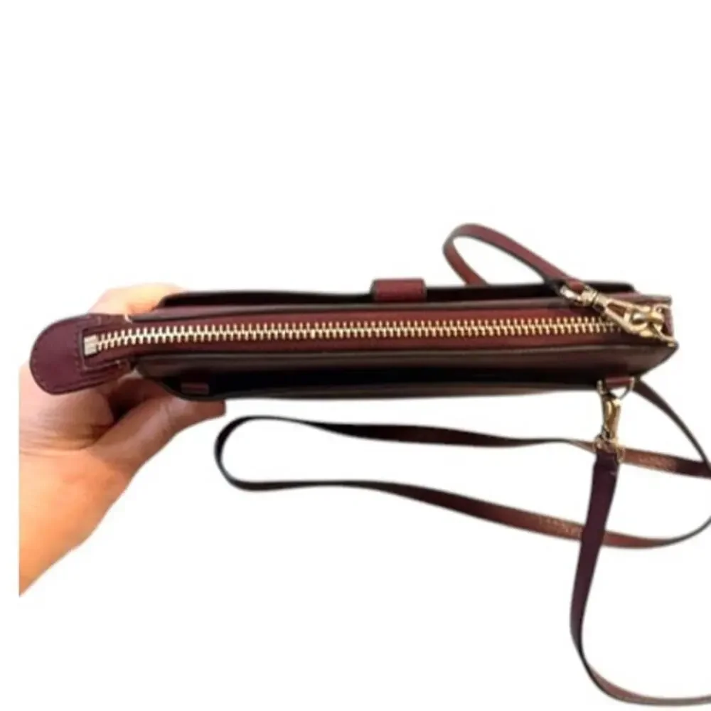 Kate Spade Alegra Larchmont Ave Burgundy Leather Crossbody Wallet Bag